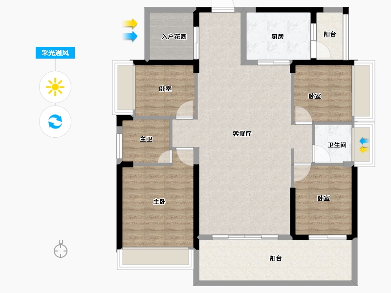 广东省-惠州市-隆生鹿江花园-120.00-户型库-采光通风