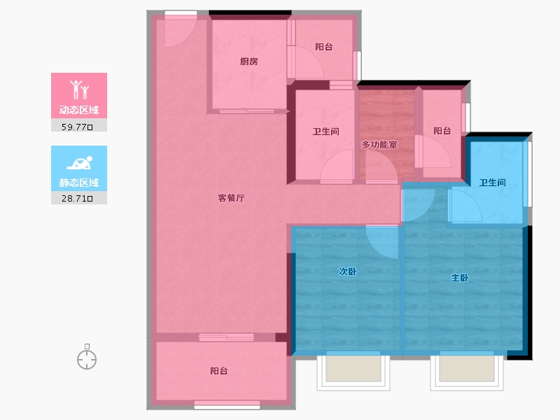 广东省-江门市-越秀滨江·华悦-78.44-户型库-动静分区