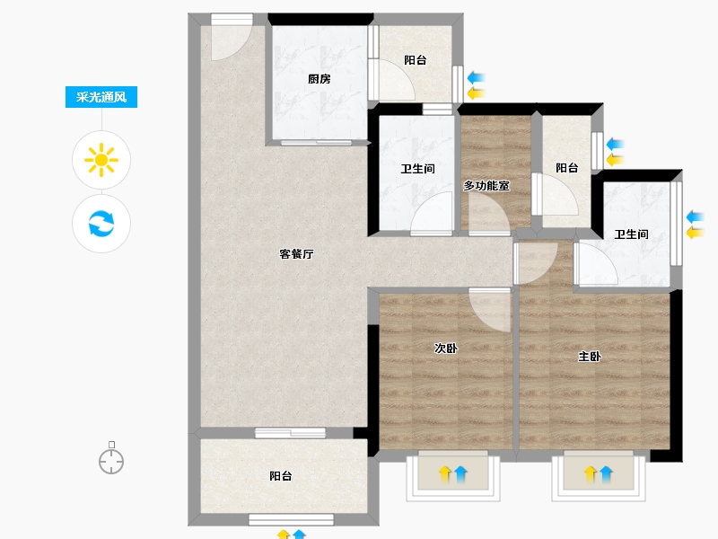 广东省-江门市-越秀滨江·华悦-78.44-户型库-采光通风