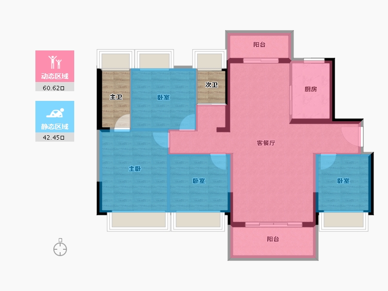 广东省-惠州市-碧桂园凤翔花园-99.86-户型库-动静分区