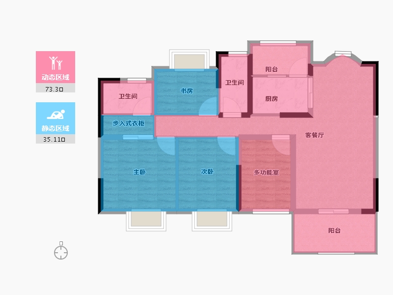 广东省-江门市-锦富·汇景湾-96.96-户型库-动静分区