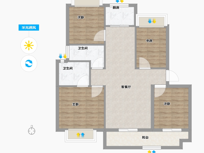 广东省-江门市-美的·樾山府-83.39-户型库-采光通风