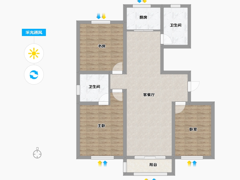 河北省-沧州市-润森紫御府-93.80-户型库-采光通风