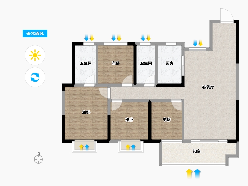 山东省-淄博市-宏程健康活力城-120.81-户型库-采光通风