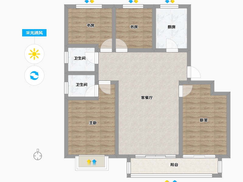 河北省-沧州市-天成鸿园-91.99-户型库-采光通风