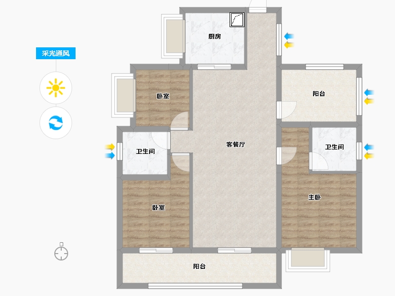 广东省-江门市-碧桂园·翡翠城-97.62-户型库-采光通风