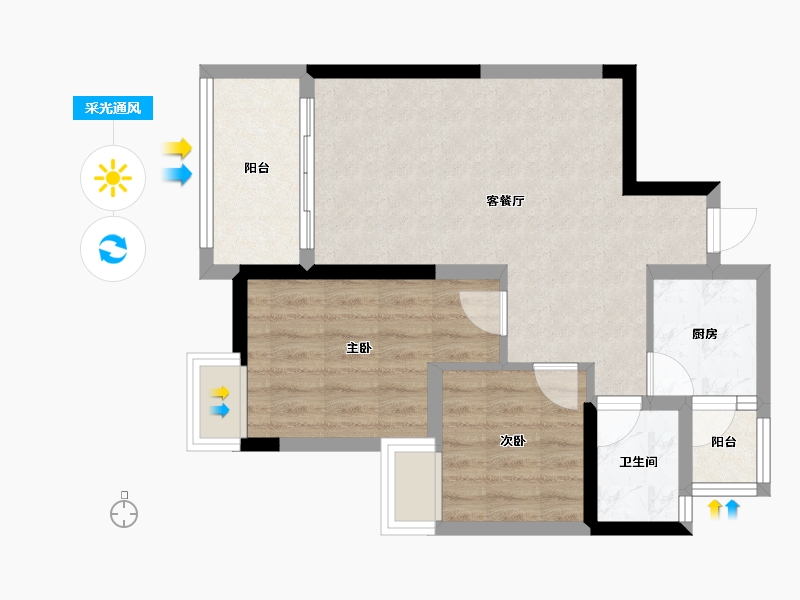 四川省-成都市-帝一广场-58.96-户型库-采光通风