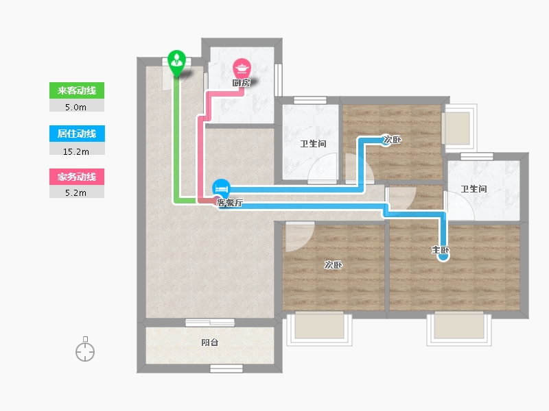 广东省-江门市-美的·樾山府-75.99-户型库-动静线