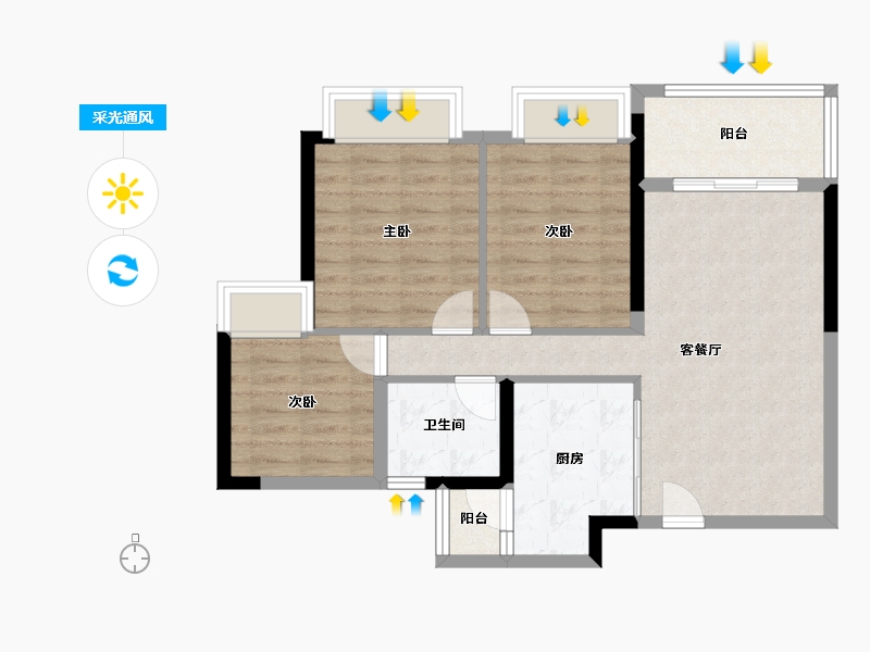 四川省-成都市-帝一广场-73.13-户型库-采光通风