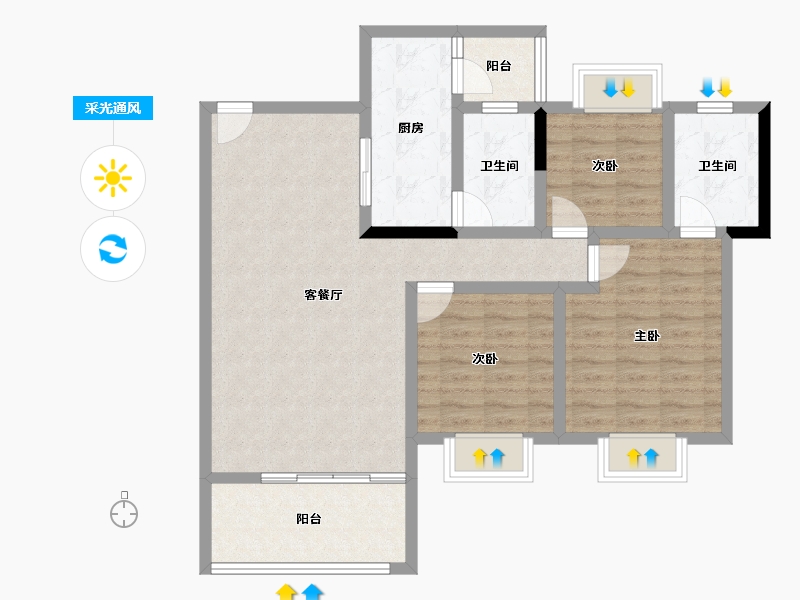 贵州省-安顺市-安顺凤凰林苑-93.52-户型库-采光通风