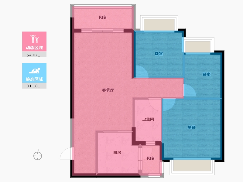 广东省-江门市-台山恒大翡翠华庭-76.77-户型库-动静分区