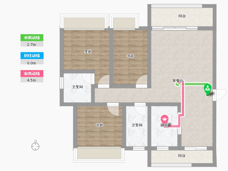 贵州省-安顺市-宽泰左岸香颂-80.37-户型库-动静线