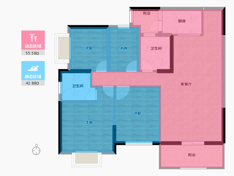 广东省-江门市-锦富·汇景湾-87.85-户型库-动静分区