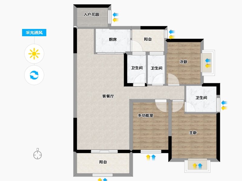 广东省-江门市-锦富·汇景湾-98.42-户型库-采光通风