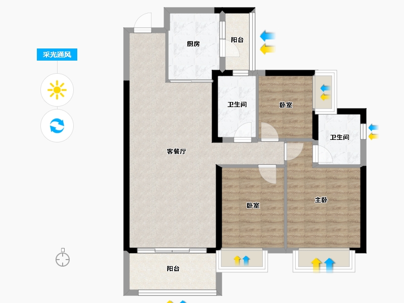 广东省-江门市-台山恒大翡翠华庭-91.05-户型库-采光通风