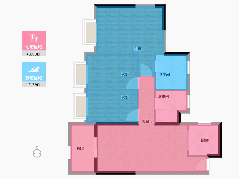 广东省-江门市-华以泰龙湾汇峰-85.27-户型库-动静分区