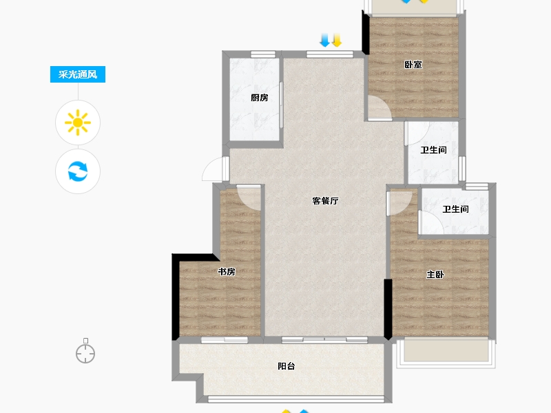 安徽省-阜阳市-东湖世纪城-96.80-户型库-采光通风