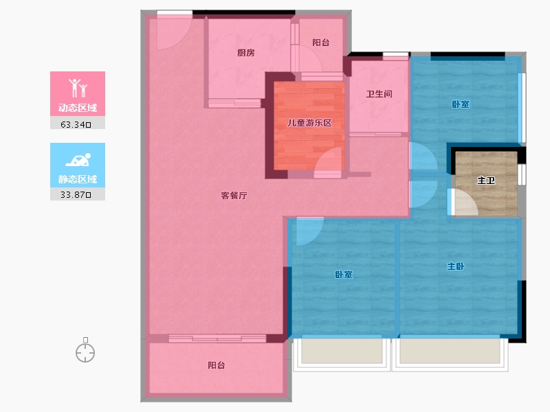 广东省-惠州市-碧桂园日昇昌领峰花园-90.16-户型库-动静分区