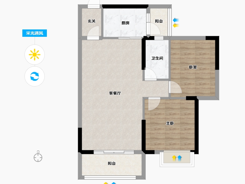 广东省-江门市-沃华·时代广场-71.86-户型库-采光通风