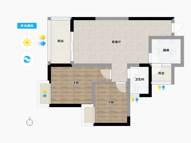 四川省-成都市-帝一广场-60.51-户型库-采光通风