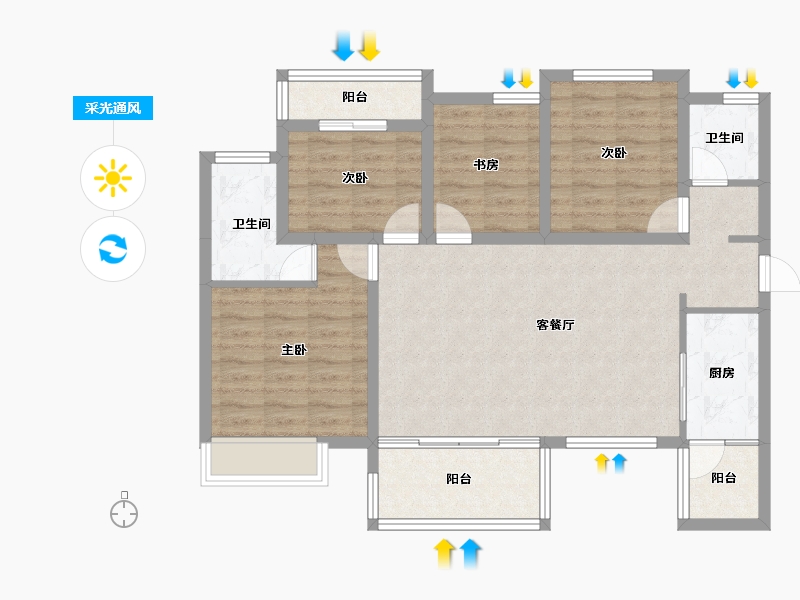 四川省-成都市-左岸名都-93.06-户型库-采光通风