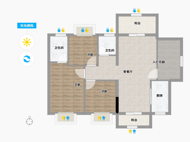 广东省-江门市-越秀滨江品悦-86.10-户型库-采光通风