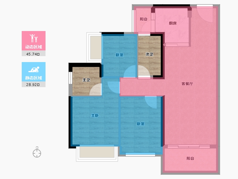 广东省-惠州市-碧桂园凤翔花园-74.43-户型库-动静分区