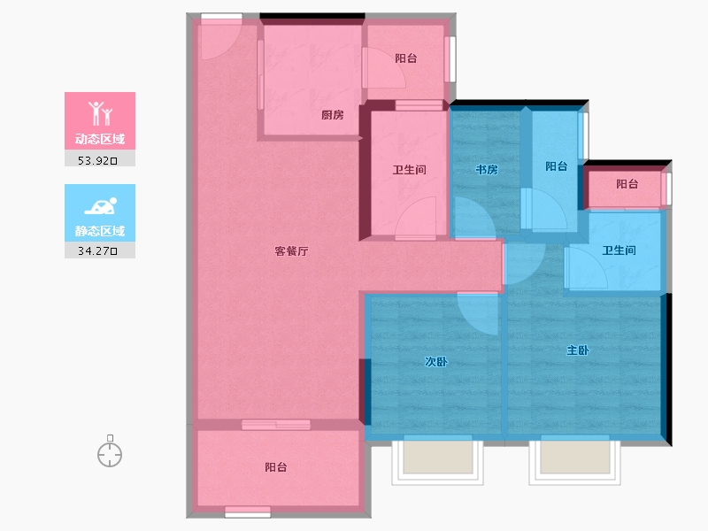 广东省-江门市-越秀滨江品悦-78.18-户型库-动静分区