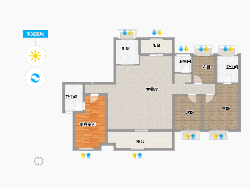 广东省-江门市-粤海城-147.62-户型库-采光通风