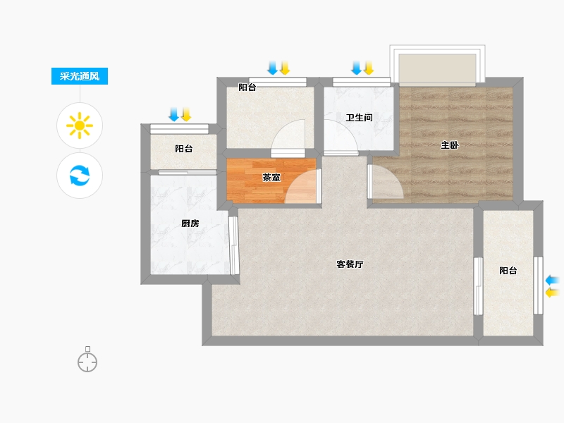 广东省-江门市-越秀滨江品悦-54.01-户型库-采光通风