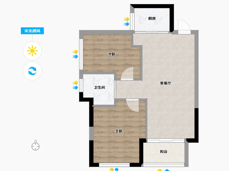 广东省-江门市-龙湾三境-54.38-户型库-采光通风