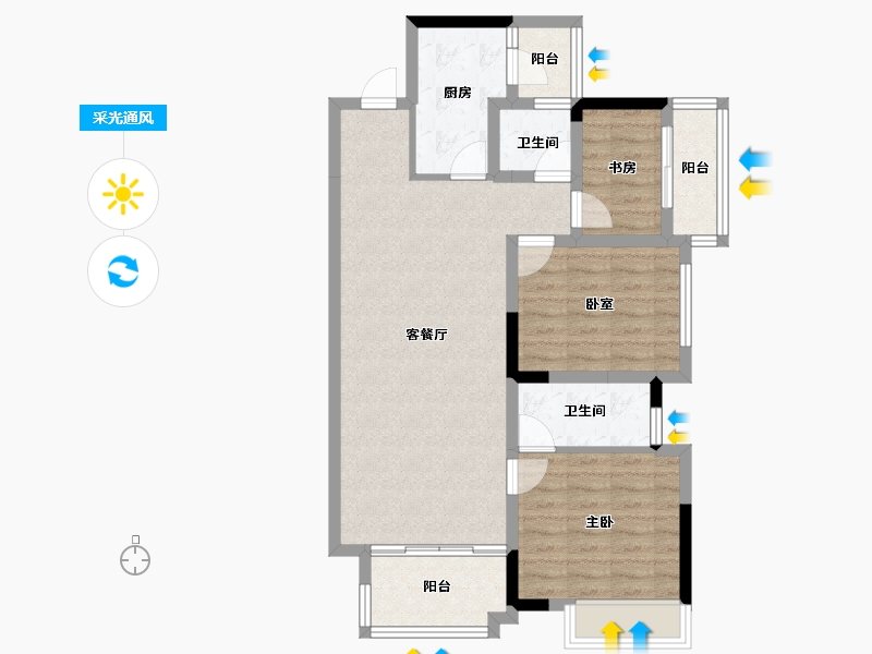 四川省-成都市-左岸名都-82.91-户型库-采光通风