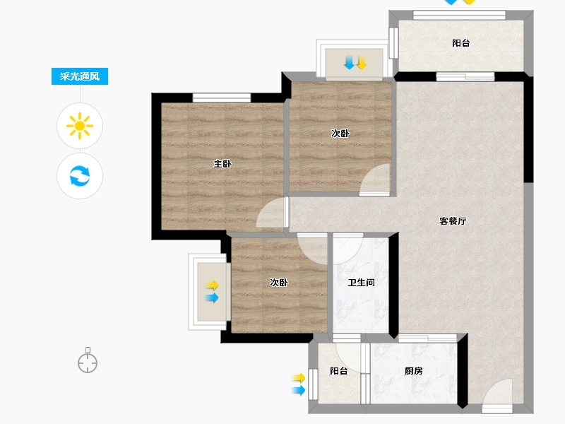 广东省-江门市-盛安江畔-65.48-户型库-采光通风