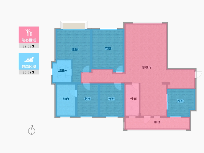 辽宁省-沈阳市-东北大学家属区滨湖园-204.00-户型库-动静分区