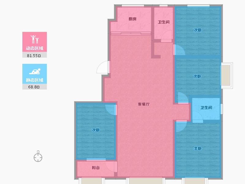 山东省-淄博市-万豪舜和园-135.82-户型库-动静分区