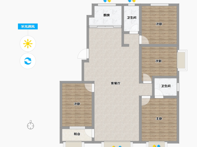 山东省-淄博市-万豪舜和园-135.82-户型库-采光通风