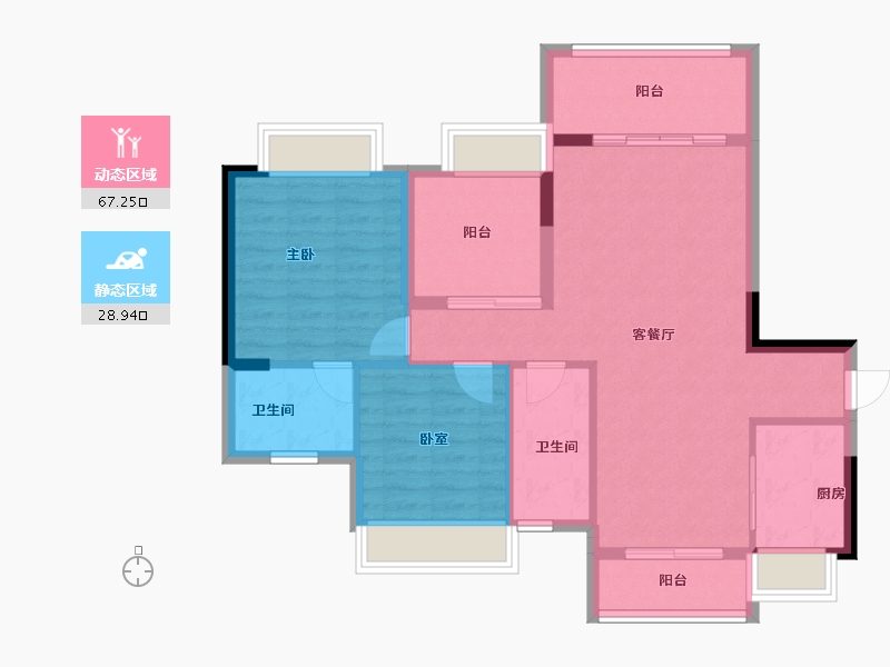 广东省-江门市-沃华·时代广场-86.75-户型库-动静分区