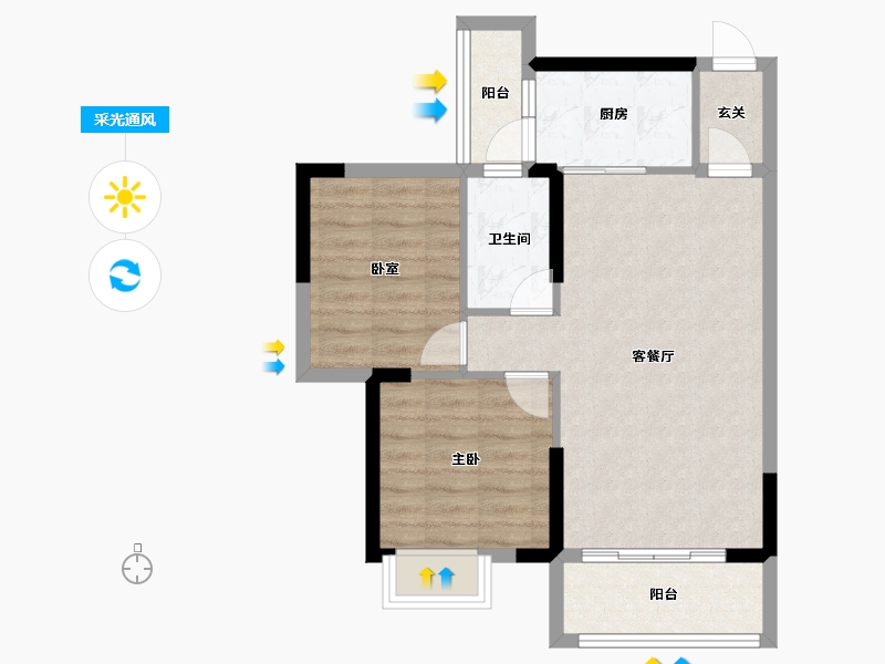 广东省-江门市-沃华·时代广场-65.18-户型库-采光通风