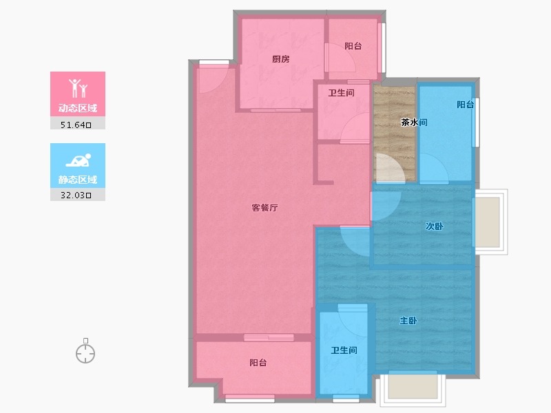 广东省-江门市-越秀滨江品悦-78.75-户型库-动静分区