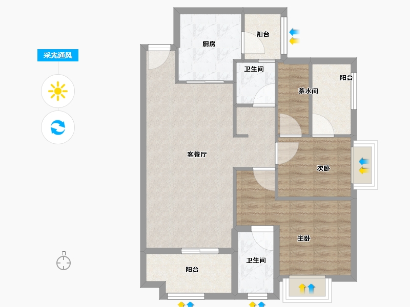 广东省-江门市-越秀滨江品悦-78.75-户型库-采光通风