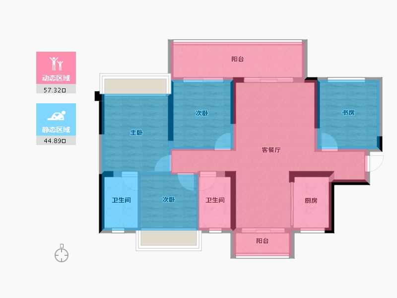 四川省-宜宾市-绿地宜宾城际空间站-90.94-户型库-动静分区