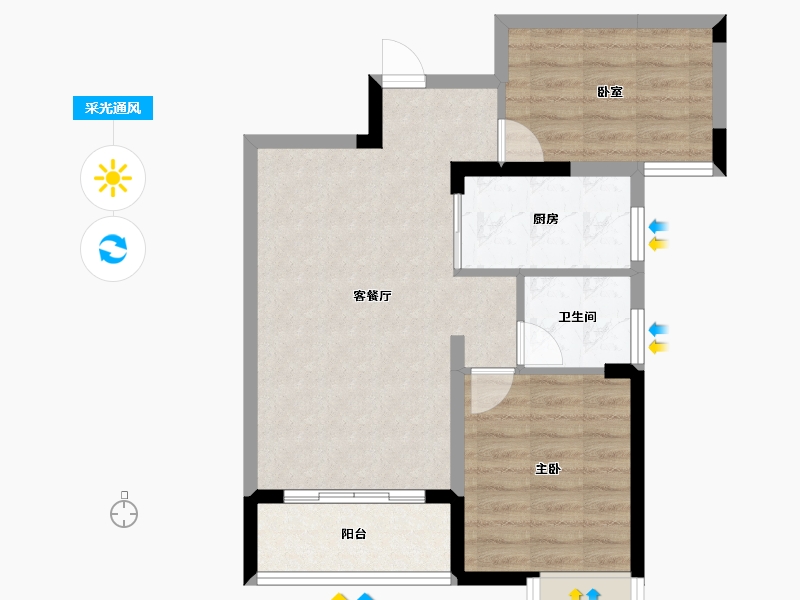 湖北省-宜昌市-山水国际二期-61.59-户型库-采光通风