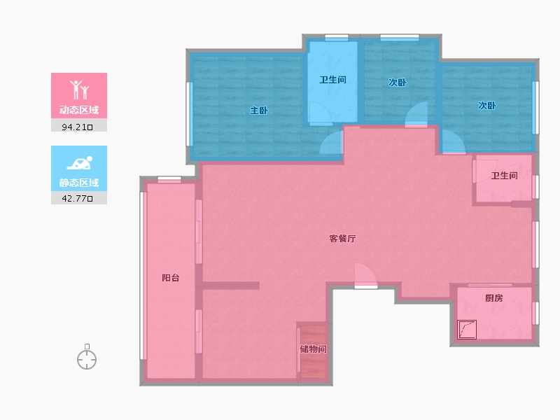 江苏省-盐城市-东方润园-124.11-户型库-动静分区