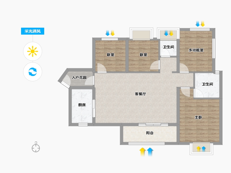 广东省-江门市-裕邦新外滩-90.53-户型库-采光通风