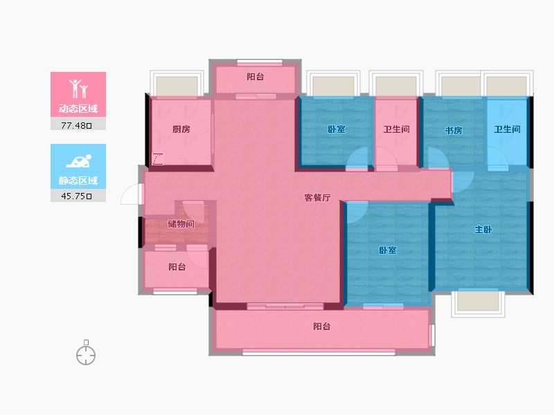 广东省-江门市-碧桂园·翡翠城-109.11-户型库-动静分区