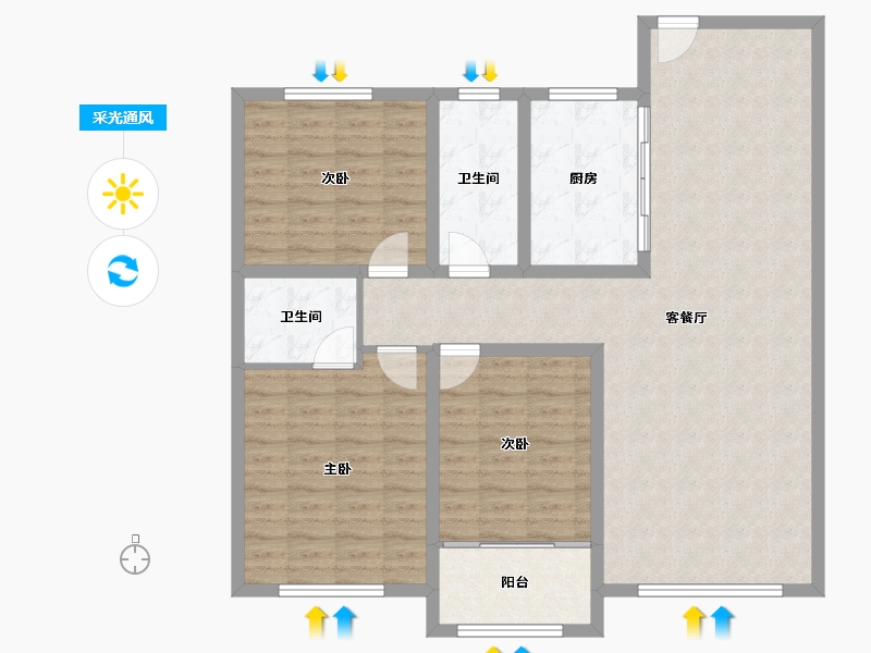 山东省-淄博市-金鼎尚城-110.40-户型库-采光通风