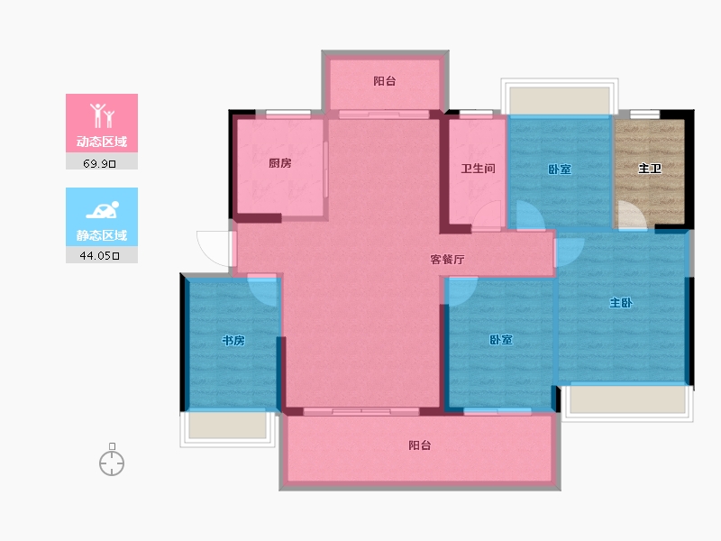 广东省-惠州市-隆生鹿江花园-108.65-户型库-动静分区