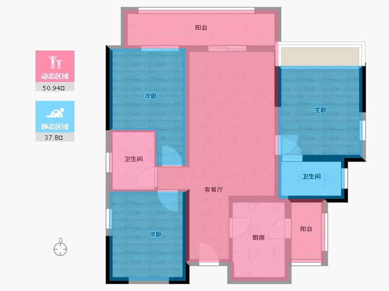 四川省-绵阳市-领地东原阅城-82.00-户型库-动静分区