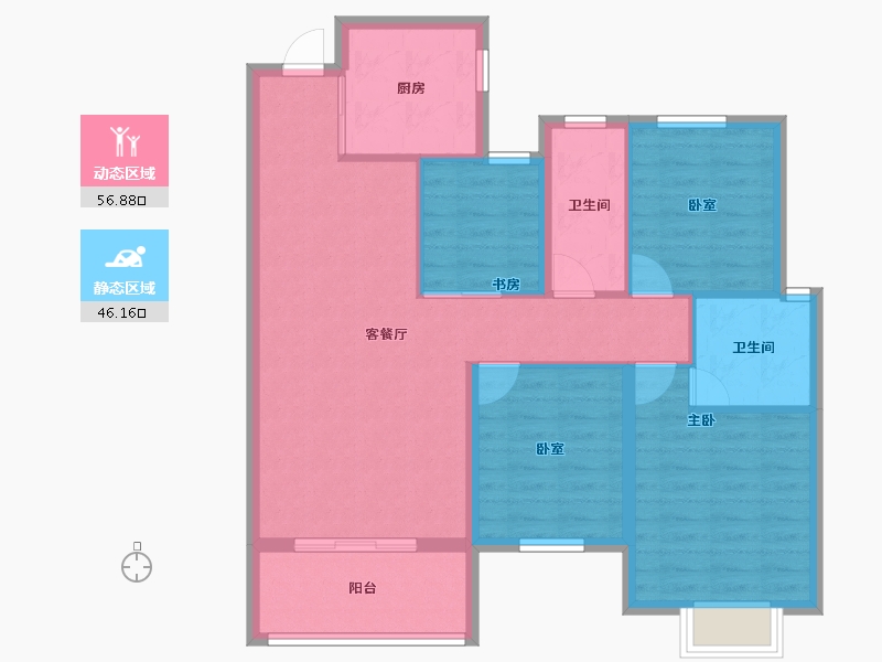 湖南省-郴州市-睿锋华府-92.70-户型库-动静分区