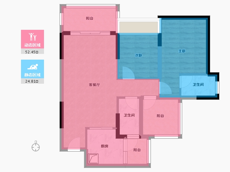 广东省-清远市-万基·新翡翠上峸-67.74-户型库-动静分区